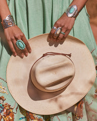 Ida Vintage Silver Band Ring in Sea Green Chrysocolla