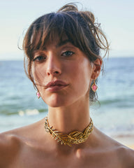 Kayla Vintage Gold Metal Statement Necklace