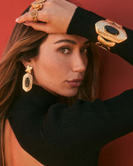 Keziah Vintage Gold Cuff Bracelet in Golden Obsidian