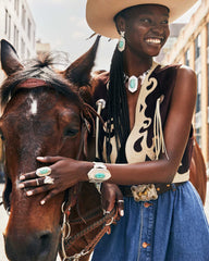 Keziah Vintage Silver Cuff Bracelet in Sea Green Chrysocolla