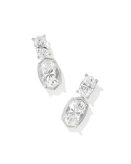 6 ct Lab Grown White Diamond Custom Elisa Drop Earrings in 14k White Gold