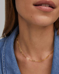 22 Inch Large Paperclip Chain Necklace in 18k Gold Vermeil