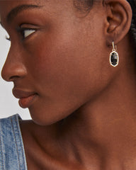 Lee Gold Drop Earrings in Black Opaque Glass