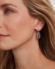 Lee Gold Drop Earrings in Navy Abalone