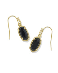 Lee Gold Drop Earrings in Black Opaque Glass