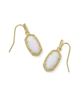Lee Gold Drop Earrings in White Kyocera Opal