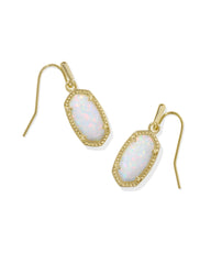 Lee Gold Drop Earrings in White Kyocera Opal
