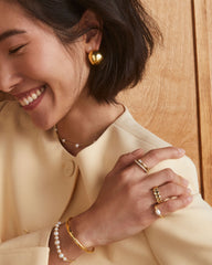 Leighton Gold Pearl Band Ring in Freshwater Cultured Pearl