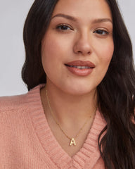 Letter A Pendant Necklace in Gold