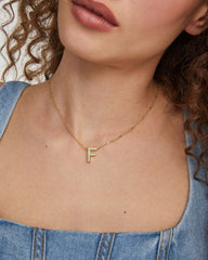 Letter F Pendant Necklace in Gold