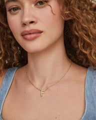 Letter F Pendant Necklace in Gold