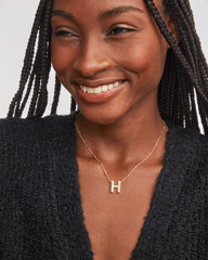 Letter H Pendant Necklace in Gold