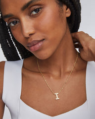 Letter I Pendant Necklace in Gold