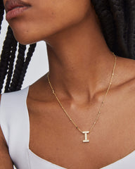 Letter I Pendant Necklace in Gold