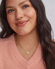 Letter N Pendant Necklace in Gold