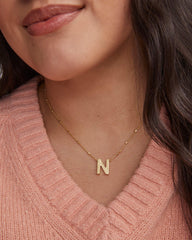 Letter N Pendant Necklace in Gold