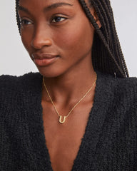 Letter U Pendant Necklace in Gold