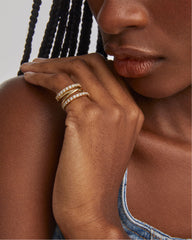 Livy Gold Rings Set of 3 in White CZ