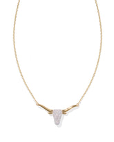 0.29 ct Longhorn Pendant Necklace in Pave Diamond and 14k Yellow Gold