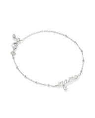 Mama Silver Crystal Delicate Chain Bracelet