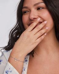 Mama Silver Crystal Delicate Chain Bracelet