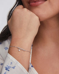 Mama Silver Crystal Delicate Chain Bracelet