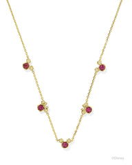 Disney | Kendra Scott Gold Mickey Mouse and Minnie Mouse Strand Necklace in Pink Crystal