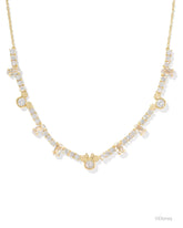 Disney | Kendra Scott Gold Mickey Mouse and Minnie Mouse Tennis Necklace in White CZ