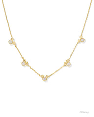 Disney | Kendra Scott Gold Mickey Mouse and Minnie Mouse Strand Necklace in White CZ