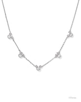 Disney | Kendra Scott Silver Mickey Mouse and Minnie Mouse Strand Necklace in White CZ