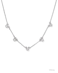 Disney | Kendra Scott Silver Mickey Mouse and Minnie Mouse Strand Necklace in White CZ