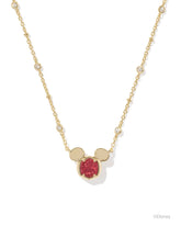 Disney | Kendra Scott Gold Mickey Mouse Short Pendant Necklace in Bright Red Drusy