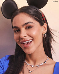 Disney | Kendra Scott Silver Mickey Mouse and Minnie Mouse Tennis Necklace in White CZ