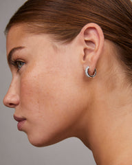 Mikki Pave Huggie Earrings in Silver