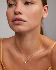 Mini Elisa Silver Satellite Short Pendant Necklace in Ivory Mother-of-Pearl