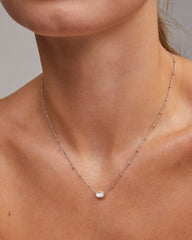 Mini Elisa Silver Satellite Short Pendant Necklace in Ivory Mother-of-Pearl