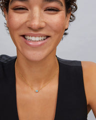 Mini Elisa Gold Satellite Short Pendant Necklace in Turquoise Magnesite