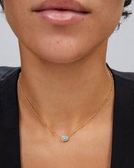Mini Elisa Gold Satellite Short Pendant Necklace in Turquoise Magnesite