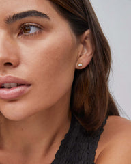 Mini Ellie Gold Stud Earrings in Ivory Mother-of-Pearl