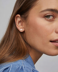 Mini Ellie Gold Stud Earrings in Pink Opalite Crystal