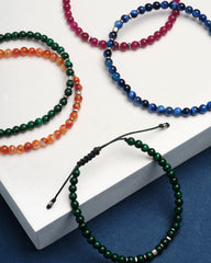 Otto Oxidized Sterling Silver Beaded Bracelet in Blue Tiger's Eye