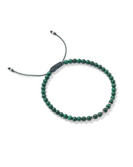 Otto Oxidized Sterling Silver Beaded Bracelet in Green Malachite
