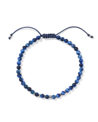 Otto Oxidized Sterling Silver Beaded Bracelet in Blue Tiger's Eye