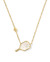 Pickleball Gold Short Pendant Necklace in Ivory Mother-of-Pearl