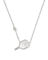 Pickleball Silver Short Pendant Necklace in Ivory Mother-of-Pearl