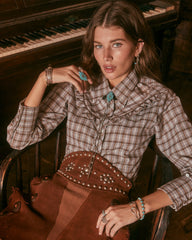 Robby Vintage Silver Link and Chain Bracelet in Variegated Turquoise Magnesite