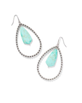 Rumer Vintage Silver Stone Open Frame Earrings in Sea Green Chrysocolla