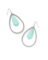 Rumer Vintage Silver Stone Open Frame Earrings in Sea Green Chrysocolla