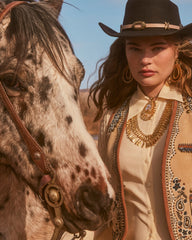 Rumer Open Frame Earrings in Vintage Gold