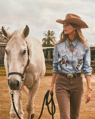 Rumer Vintage Gold Stone Open Frame Earrings in Bronze Veined Red Magnesite